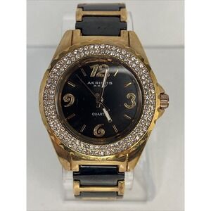 Akribos XXIV Women's Watch Rose Gold Crystal Bezel Ceramic Links- New Battery